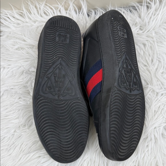 GUCCI ACE Black Sneakers with Red and Gold Accents bee 5 - Picture 7 of 16